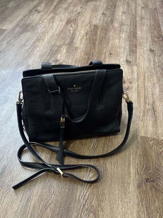 Kate Spade Handbags - Kate Spade Grey Street Dominique Black Pebbled Leather Satchel Bag